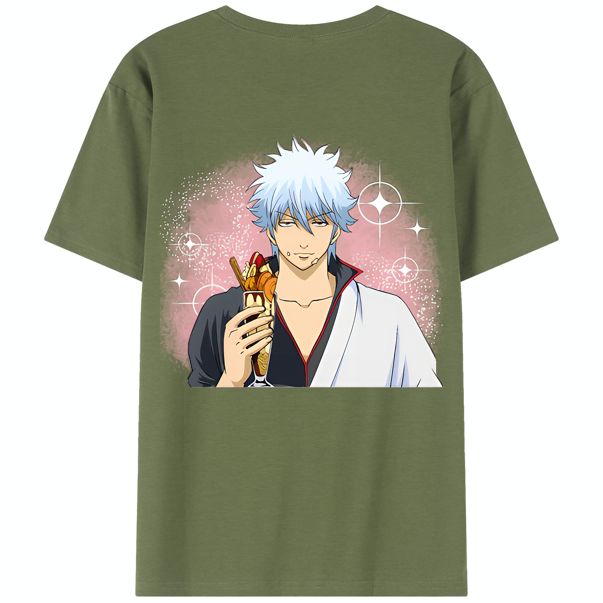（画像用） ぎんたま 坂田銀時（さかたぎんとき） 神楽 志村新八（しむら しんぱち） GINTAMA Sakata Gintoki Kagura Shimura Shinpachi 綿100％半袖Tシャツ（背面プリント）
